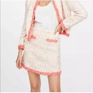 ZARA TEXTURED cardigan + Skirt- Trim Pinky-Peach size M GORGEOUS! NWT! 🌷